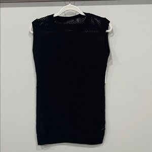 Tahari Black Sleeveless Cover Up Knit Top